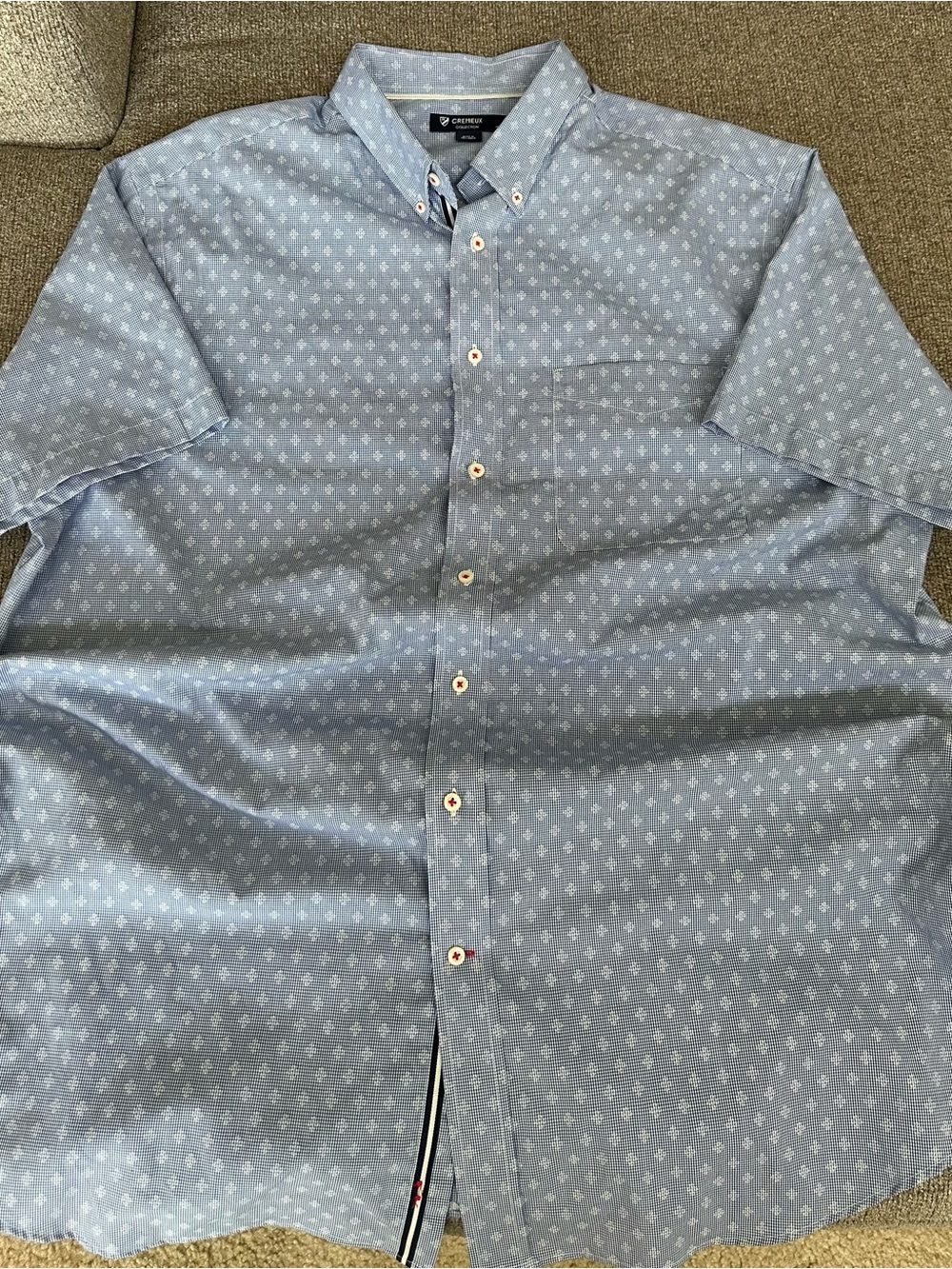 Daniel Cremieux Blue Short-Sleeve Button-Down Shirt with Micro Pattern
